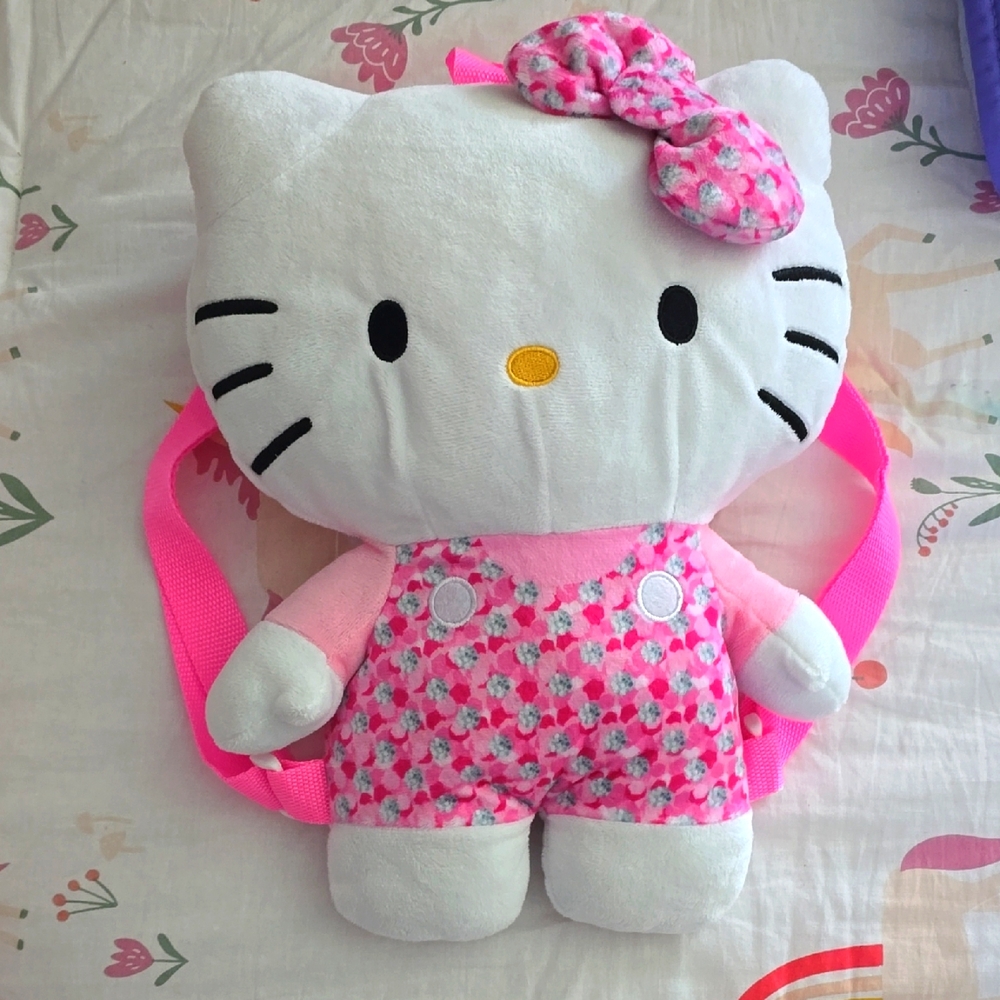 Hello Kitty Pink Floral Plush Backpack
